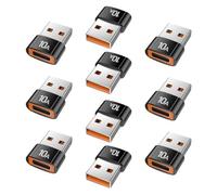 Pastall 10A USB to USB C Adapter(10 Pack),USBC Female to USBA Male Adapter