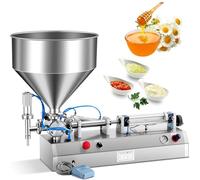 Paste Filling Machine, Single Head Semi-Automatic Pneumatic Liquid Filler, Stainless Steel, 100-1500ml Quantitative Cream and Visco Liquid Dispensing