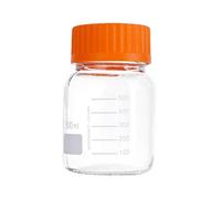 Pastein 6 Pack 500 mL Wide Mouth Graduated Round Reagent Media/Storage Lab Glass Bottle With GL80 Orange Polypropylene Screw Cap…