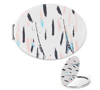 Pastel Abstract Geometric Magnifying Mirror, 1X/2X Oval Mirror Vanity, Pu Leather Portable Handbag Mini Essentials Mirrors, Must Haves Small Mirrors, Gifts for Young Women, Gadgets for Girls