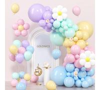 Pastel Balloon Arch Garland Kit, 100pcs Macaron Daisy Rainbow Birthday Decorations for Girls Boys Baby Shower Kids Birthday Wedding Day Party Decorations, Pastel Rainbow Party Supplies