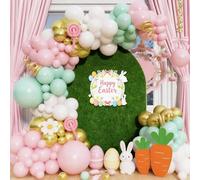 Pastel Balloon Arch Garland Kit, Macaron Pink Green White Gold Latex Party Balloons Pastel Color Easter Balloon for Easter Spring Wedding Graduation Baby Shower Birthday Party Decorations