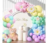 Pastel Balloon Arch Kit, 116Pcs Pastel Rainbow Balloons Arch Garland Kit with Daisy and Macaron Multicolored Balloons for Birthday Baby Shower Wedding Anniversary Bachelor Party Decorations
