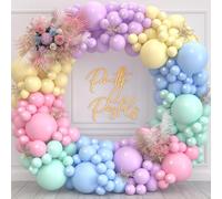 Pastel Balloon Arch Kit-141pcs Pastel Rainbow Balloon Garland with Macaron Pink Yellow Green Blue Purple Latex Balloon Colourful Helium Balloons for Kids Birthday Party Decoration Baby Shower Wedding