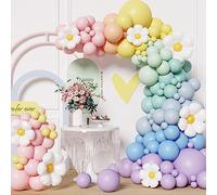 Pastel Balloon Arch Kit 160 Pcs - Colourful Macaron Balloon Garland Kit with Daisy Flower Balloons 5 10 18 30 Inch for Birthday Baby Shower Wedding Party Decorations