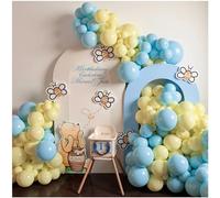 Pastel Balloon Garland Arch Kit with 100 pcs Blue and Yellow Balloons, DIY Balloon Bouquet Kit for Baby Shower, Wedding Bachelorette Birthday Party, Balloon Backdrop Background for Decorations