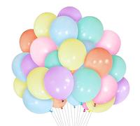 Pastel Balloons 50 Pack 12 inch Pastel Rainbow Balloons Multicoloured Latex Balloon Assorted Pastel Ballons Birthday Ballons for Girls Womens Birthday Party Wedding Baby Shower Party Decoration