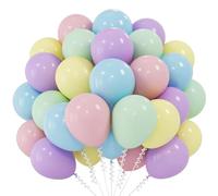 Pastel Balloons 62pcs, Pastel Rainbow Party Latex Balloon with Easter Balloons Colourful Macaron Balloon for Kids Girls Birthday Party Decorations Baby Shower Easter Unicorn Engagement Wedding 12 Inch