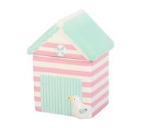 Pastel Beach Hut Oil Burner | Ceramic Fragrance Oil Warmer | Coastal-Themed Burner with Removable Lid | Use with Diluted Oils | Nautical Home Décor Gift