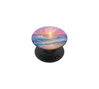 Pastel Beach Sunset Ocean Waves Pink Purple Teal Mosaic PopSockets Adhesive PopGrip