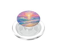 Pastel Beach Sunset Ocean Waves Pink Purple Teal Mosaic PopSockets PopGrip for MagSafe