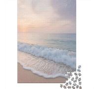 Pastel Beach Waves at Sunset 1000 Piece Jigsaw Puzzle for Adults, 38x26cm/1000pcs, Puzzle Gift Idea, Evening Leisure And Year-Round Leisure