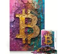 Pastel Bitcoin Logo 1000 Piece Jigsaw Puzzles for Adults Jigsaw Brain Skill Warm Time Exact Edge (38x26cm)