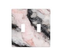 Pastel Black Pink Color Luxury Marble Double Gang Toggle Light Cover Wall Plate Switch Decor Standard Size - 11.4x11.4cm
