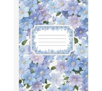 Pastel Blue Clematis Botanical Illustration Composition Notebook College Ruled 130-Page Standard Size Grey Lined: Academic Stationery Journal for Structured Study Notes and Research Records