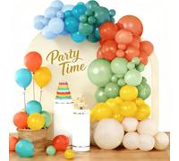 Pastel Blue Green Orange Yellow Balloon Arch Kit, 112Pcs 18 12 10 5 Inch Different Sizes Latex Balloon Garland, Perfect for Baby Shower, Kids Birthday, Boho Wedding, Summer Garden Party Decorations