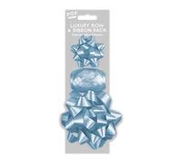 Pastel Blue Luxury Bow & Ribbon Pack - Gift Wrapping Set with 2 Bows and 10m Ribbon
