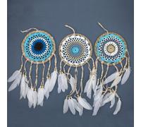 Pastel Blue Macramé Dream Catcher 16Cm - Handmade Bali Blessings