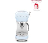 (Pastel Blue) Smeg ECF02 Espresso Coffee Machine with Steam Wand - Free Gift RRP 30!