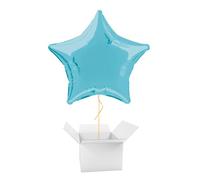 Pastel Blue Star Foil Helium Balloon - Inflated Balloon in a Box