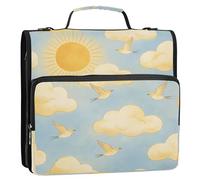 Pastel Blue Sunny Skies 3 Ringing 1.5 inch Zippered Binder Bag with Strap Multi-Pocket School Binders Organizer for Middle School