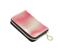 Pastel Blush White Ripples Wallet Womens Leather Credit Card Wallets RFID Blocking Small Zipper Travel Wallet with Key Ring