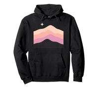 Pastel Boho Mountain Scene with Cosmic Star Sky Pullover Hoodie