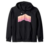Pastel Boho Mountain Scene with Cosmic Star Sky Zip Hoodie