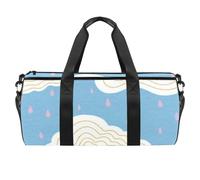 Pastel Bow & Cherry Blossom Impasto Pattern Waterproof Cylinder Sports Gym Bag w/Shoe Compartment