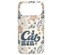 Pastel Brown Blue Garden Plants Girls Cute Boho Cat Mum Paws Case for iPhone 17 Pro Max