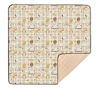 Pastel Brown Plaid Bears Cute Foldable Baby Play Mat for Floor Washable Baby Crawling Mat for Baby Kids Toddlers Infants, 50'' x 50''