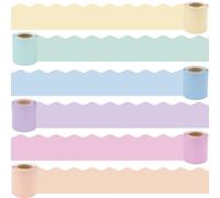 Pastel Bulletin Board Borders Set - 216 ft Rainbow Classroom Borders Scalloped Trim Pastel Bulletin Board Decorations for Teacher Classroom Back to School Classroom Chalkboard Door Wall Decor, 6 Rolls
