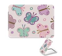 Pastel Butterfly Make Up Mirror, 1X/2X Rectangular Travel Mirror Folding, Pu Leather Portable Travel Small Mirrors, Essentials Handheld Mirrors, Gift for Teenage Girls, Gadgets for Women