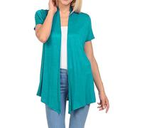 Pastel by Vivienne Women's Short Sleeve Open Front Vest, Jade, XXL