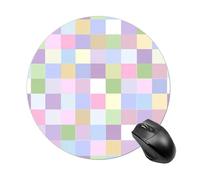 Pastel-checkered Squares Color Mousepad Round Computer Mousepad Waterproof Gaming Mousepads with Non-Slip Rubber Base Mousepads Mousemat for Laptop Office 20 CM