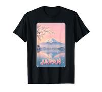Pastel Cherry Blossom Landscape Snowy Mountain Reflection T-Shirt