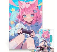 Pastel Chibi Gamer Girl 1000 Piece Jigsaw Puzzles for Adults Teenagers Brain Play Peaceful Fun Sharp Edge Memorable Gift (38x52cm)