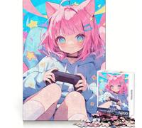 Pastel Chibi Gamer Girl Jigsaw for Teenagers 1000 Pieces Memory Boost Relaxing Fun Pattern Assembly (50x75cm)