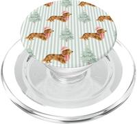 Pastel Christmas Dapple Dachshund in Pink Hat PopSockets PopGrip for MagSafe