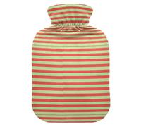 Pastel Christmas Stripe Red Green Hot-Water Bottle with Soft Cover, 1L Hot Compresses for The Body for Hand Feet Warmer
