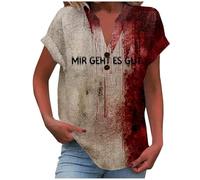 Pastel Clothing Short Sleeve Crew Neck Blood Spots Print Casual Party Top For Summer Comfortable T-Shirt Pullover Private, darkblue, S