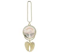 Pastel Cloud with Rainbow Sky Car Pendant Metal, Aesthetic Decor Auto Mirror Hanging Ornament Charm Pendant for Car Rear View Mirror, Golden-Style