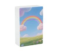 Pastel Cloud with Rainbow Sky Cigarette Case Hard Plastic Flip-Top Slim Pocket-Size Cigarette Holder for 18-20 King Size Cigarettes Crush-Proof Cig Case Reusable Smoking Accessories for Men Women