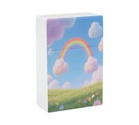 Pastel Cloud with Rainbow Sky Cigarette Case Normal Size 20 Capacity, Waterproof Anti-Crush Cigarette Holder Case, Push Open Travel Cigarette Box Smoking Accessories for Men Women Smoker