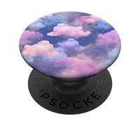 Pastel Clouds blend of pink and blue With Shining Stars PopSockets Adhesive PopGrip