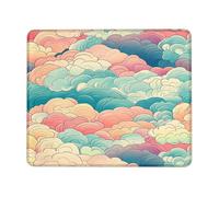 Pastel Clouds Mouse Pad, Soft Sky Colorful Cloud Design with Stitched Edge, Rubber Non-Slip Washable Gaming Mousepad for Home and Office Setup Square 8x10 Inch