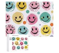 Pastel Color Happy Face 500 Piece Jigsaw Puzzle for Adults Challenging Puzzles for Cognitive Workout Unique Shaped Jigsaw Puzzle Relaxing Gift Home Wall Decor