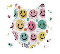 Pastel Color Happy Face Jigsaw Puzzle 175PCS Wolf Head Design Puzzle Wooden Jigsaw Puzzles for Adults Families