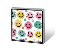 Pastel Color Happy Face Lapel Pin Square Metal Brooch Pin with Secure Pin Back Fashion Button Badge for Clothing, Hats, Bags Decoration