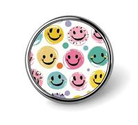 Pastel Color Happy Face Round Lapel Pins Backpack Pin Cute Brooch Decoration Brooches for Women Men Fashion Button Badges for Hat Backpacks Purses Jackets Shirt Suit